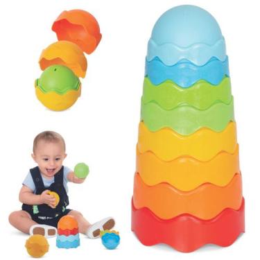 Imagem de Brinquedo Didatico Torre Bebe Empilhar Presente +6 meses Menino Menina