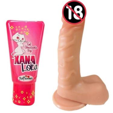 Imagem de Pênis de Borracha Com Escroto e Veias 16 X 3,6 cm Natural e Gel lubrif