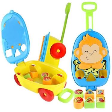 Imagem de Brinquedo Carrinho Baú Macaquinho Infantil Educativo Didático p/ Bebes