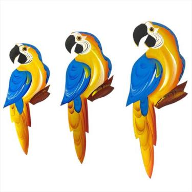 Imagem de Trio De Arara G Decoração Kit Quadro Mdf Para Varanda Jardim Sacada Si