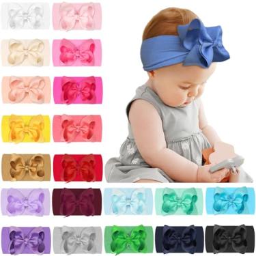 Imagem de JOYOYO 20 cores de turbante largo macio com laço de cabelo de 11,4 cm para bebês, acessórios de cabelo recém-nascidos, crianças e crianças
