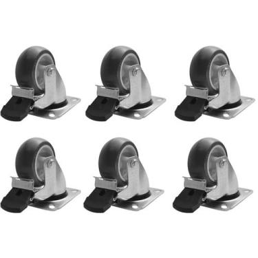 Imagem de Kit 2 Rodízios c/ Trava c/ Parafuso Giratório 3 Pol Plástico - Schiopp