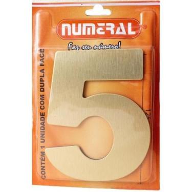 Imagem de Algarismo 5 Numeral 125mm Ouro Escovado 200-5 - Numeral Ind