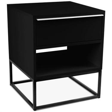 Imagem de Mesa de Cabeceira Lonova Quarto Design Industrial Aço e MDF com Gaveta