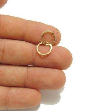 Imagem de Brinco De Argola Infantil E Adulto Sextavada Ouro 18k 750 - DG Present