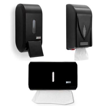 Imagem de Kit 1 Dispenser Sabão líquido álcool gel + 1 Porta papel toalha compac