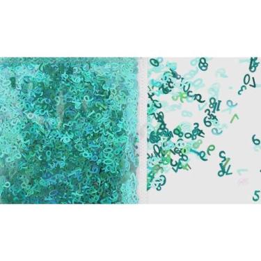 Imagem de Glitters em Forma de Número Holográfico  - Artesanato, Turquesa