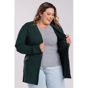 Imagem de Cardigan Feminino Plus Size Ribana Larga - Serena, Verde, G9
