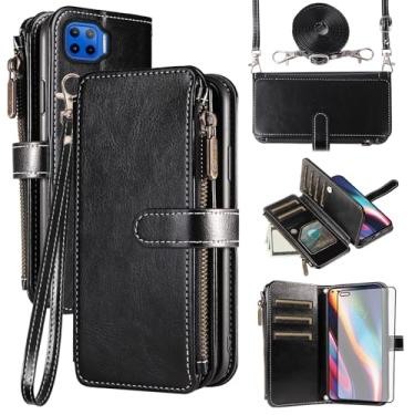Imagem de Asuwish Capa de telefone para Moto One 5G/One5G UW/Moto G G5 Plus capa com protetor de tela e cordão com zíper carteira suporte para cartão suporte acessórios para celular Motorola One Lite XT2075-1