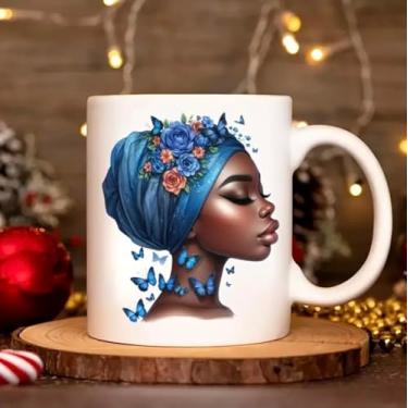 Imagem de Conjunto de 12 peças de adesivos de vinil para meninas negras, rainha africana, câncer de mama rosa, história negra, juneteenth, adesivos de vinil UV inspiradores para canecas de café, laptops,