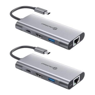 Imagem de UtechSmart Hub USB C 2 unidades, adaptador multiporta USB C Ethernet, 6 em 1 USB C para HDMI Dock compatível com MacBook Pro/Air, Chromebook, Dell XPS, HP (Gigabit Ethernet 100W PD 4K HDMI USB 3.0)