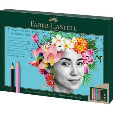 Imagem de Faber-Castell Conjunto de lápis de cor Polychromos e Pitt Graphite fosco, conjunto de 23 peças para esboços de qualidade artística e lápis de cor com acessórios