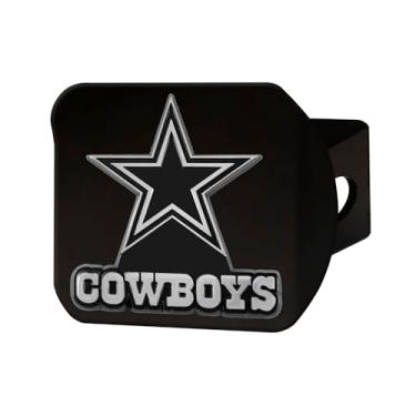 Imagem de Capa de engate de metal NFL Dallas Cowboys, preta, 5 cm, quadrada, tipo III