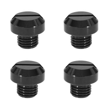 Imagem de The Lord of the Tools 4 plugues de orifício de espelho para motocicleta, parafusos de liga de alumínio, rosca esquerda e direita para furos de espelho M10 x 1,25, acessórios pretos