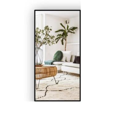 Imagem de Espelho decorativo retangular 20x40 cm com borda em couro - NOVA ALIAN