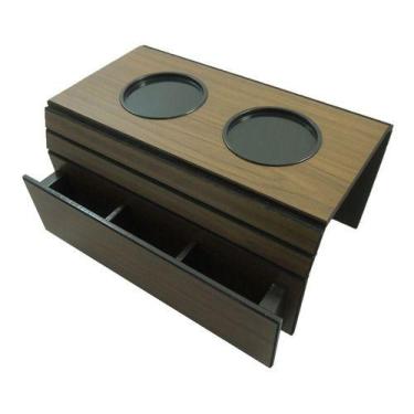 Imagem de Porta Copos E Controle - Madeira E Tecido - 26,5x33cm - Top Flex, Marr