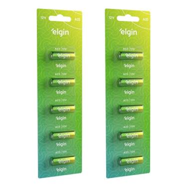 Imagem de 10 Pilhas Baterias Elgin 23a 12v A23 Alcalina 2 Cartelas