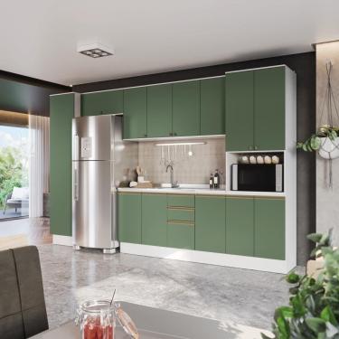 Imagem de Cozinha Modulada Celeste Kappesberg 100% Mdf Branco/verde 360cm