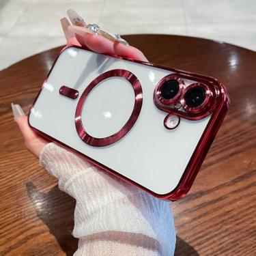 Imagem de Capa de telefone magnética de luxo com revestimento transparente para Samsung Galaxy S24 S23 FE S22 S21 S20 Plus Note 10 20 Ultra A55 A35 A15 A05, vermelha, para Galaxy S20 FE