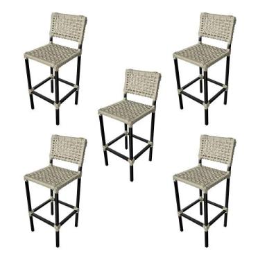 Imagem de Kit 5 Banquetas França Aluminio com Corda Naútica Juta - ATHENAS, MARR