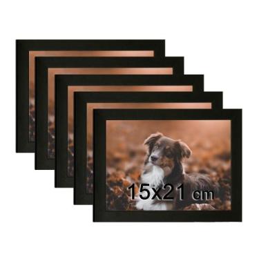 Imagem de Kit 5 Porta Retratos C/vidro 15x21 A5 Moldura Preta para fotos e decor