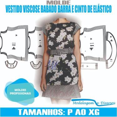 Imagem de Molde vestido babado, modelagem&diversos, p-xg, correios