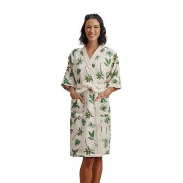 Imagem de Roupão Aveludado Adulto Feminino Quimono Estampado  - Lepper, Tropical