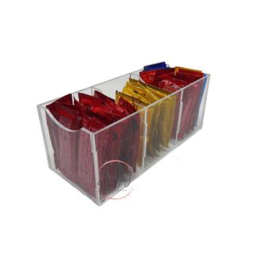 Imagem de Porta Sachê De Ketchup Mostarda Acrilico Com 3 Divisórias - ACRIJOY