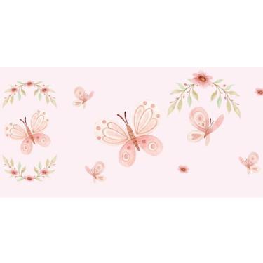 Imagem de Faixa Adesivo Decorativa Infantil Borboleta Menina Rosa Bebê Quarto - 