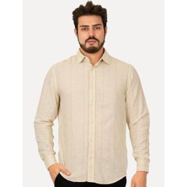 Imagem de Camisa Aramis Masculina Modal Linho Algodão Visco Areia Mescla-Masculino