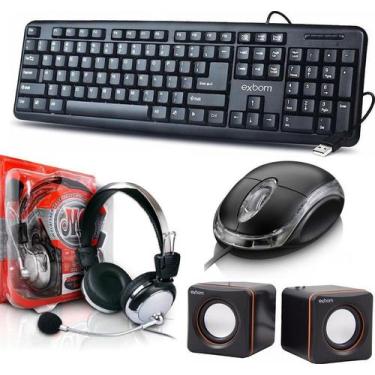 Imagem de Teclado Usb Mouse Óptico Caixa De Som Fone De Ouvido Headset - Leffa S