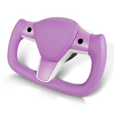 Imagem de ZIMABLUE Yoke Volante de couro napa personalizado com função de aquecimento compatível com Tesla Model 3 Y 2018-2023 (Napa roxa)