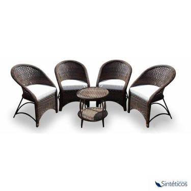 Imagem de Conjunto Miami - 4 poltronas + Mesa Redonda - LBA  SINTÉTICOS
