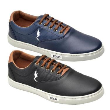 Imagem de Kit 2 Sapatênis Masculino Polo Blu Conforto Leve Dia a Dia, 45, Azul, 