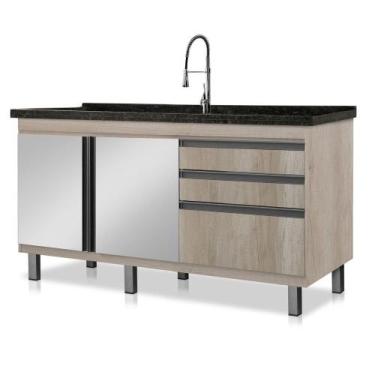 Imagem de Gabinete de Cozinha Espelhado Vitória para Pia de 1,44 m - Boatto Móve