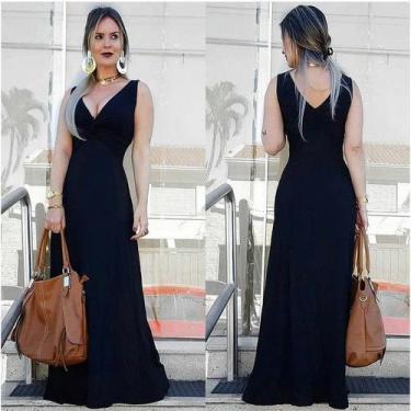Imagem de Vestido Longo Feminino Decote Em V Cachequere - innvistamoda, Preto, p