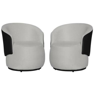 Imagem de Kit 02 Poltronas Tecido Suede Mesclado em material sintético Preto Bea