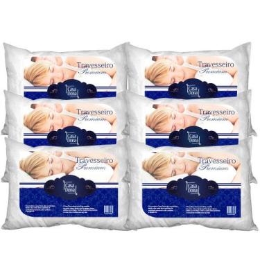 Imagem de Kit 6 Travesseiros Percal Premium 50x70cm Casa Dona 200 Fios Siliconad