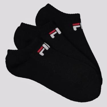 Imagem de Kit Meia Fila Light 3 Pares Cano Curto Preto, 39-43
