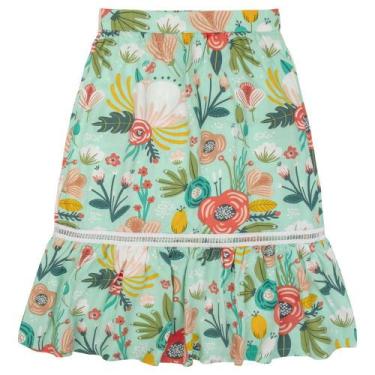 Imagem de Saia Juvenil Look Jeans Midi Viscose Estampada - UNICA - 18, Verde, 18