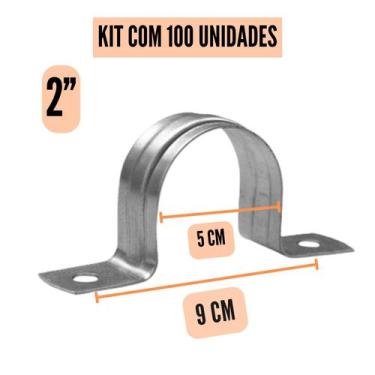 Imagem de Abraçadeira Tipo U Metal Para Tubos 1/2, 3/4, 1", 2", 3", 4" C/ 100 Un