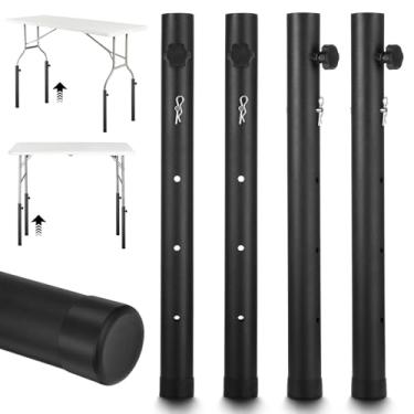 Imagem de MAQUITA Extensores de perna de mesa para mesas dobráveis, extensões de perna de mesa dobráveis para pernas retas e dobradas, elevadores de perna de mesa dobráveis ajustáveis de aço resistente, altura