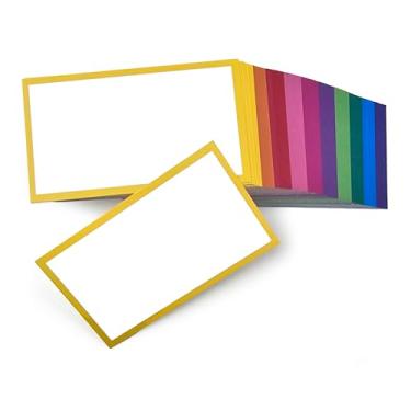 Imagem de PPAPPAPPIYO Cartões decorativos coloridos de 3,5 x 2 / (conjunto de 100) fichas em branco 260gsm (multicoloridas)