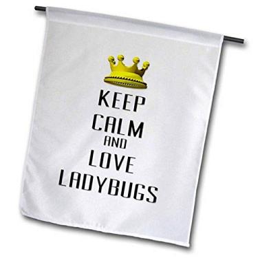Imagem de 3dRose fl_121163_2" Bandeira de jardim com coroa dourada Keep Calm and Love Ladybugs 45,72 cm x 68,88 cm