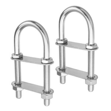 Imagem de Bitray 2 peças Marine Boat Stern Eye Tie Down U Bolt M10 Aço Inoxidável Tie Down U Bolt (Prata, 3/20.3 cm de diâmetro)
