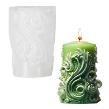 Imagem de Tone Fun Moldes de silicone esculpidos em forma de cilindro para fazer velas, resina, velas de aromaterapia, sabonete de cera artesanal, decoração de casa, artesanato