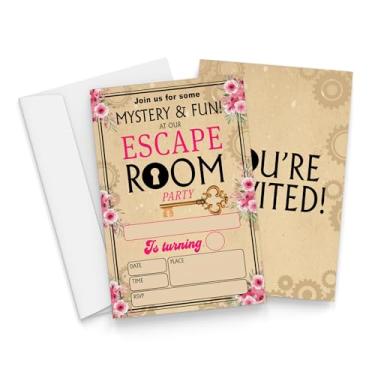 Imagem de Qiwog Convites de aniversário misteriosos com envelopes - 20 peças de convites de festa de aniversário para meninos e meninas - Decorações de artigos de festa de aniversário mistério - A33