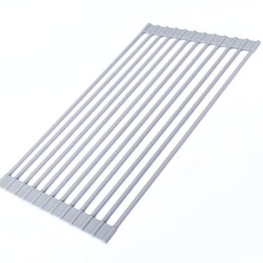 Imagem de Prateleira para Pratos sobre a Pia, Design Dobrável, à Prova de Ferrugem, Antiderrapante, Metal Forte, Amplamente Enrolado, Rack de Secagem de Pratos, Silicone e Redondo de