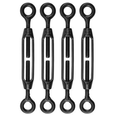 Imagem de Antrader Esticador M4 Olho e Olho, 4 peças M4 304 Aço Inoxidável Olho a Olho Esticador Corda de Arame Resistente, Tensores Pesados para Corrimão de Cabos, Kit de Ferragens de Corda de Arame Preto