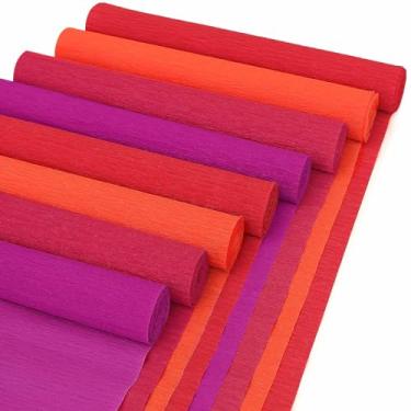 Imagem de Ranslen 8 Rolos de Serpentinas de Papel Crepom 25x250 Cm 4 Cores Rolo de Papel Crepom Serpentina Decorativa para Artesanato Faça Você Mesmo Papel de Embrulho para Aniversário Casam (, Vermelho Escuro/